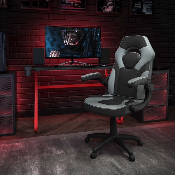 Flash Furniture Red Gaming Desk and Chair Set with Cup Holder BLN-X10RSG1030-GY-GG - main